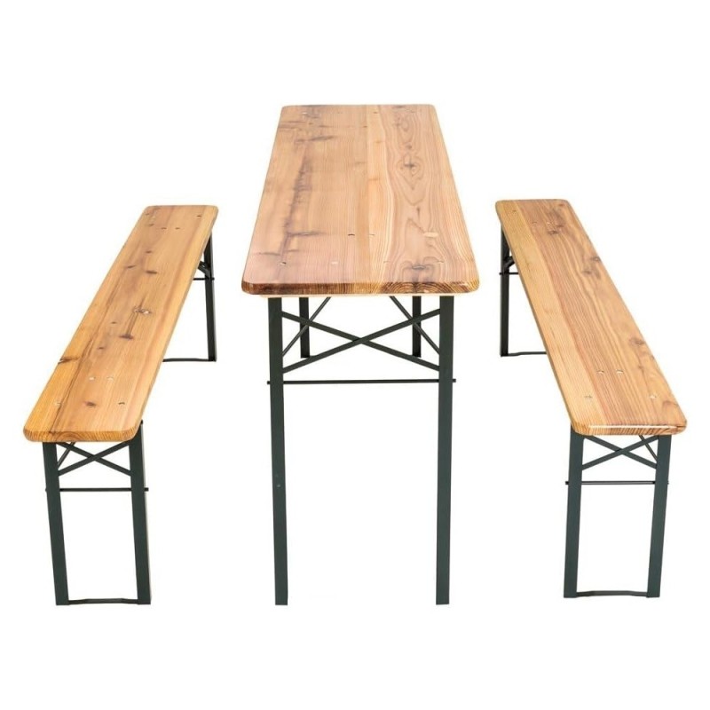 Tavolo con panche in legno per feste, sagre ed eventi cm 220x70