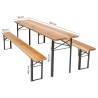 Dimensioni set birreria in legno composto da tavolo e panche cm 70x220