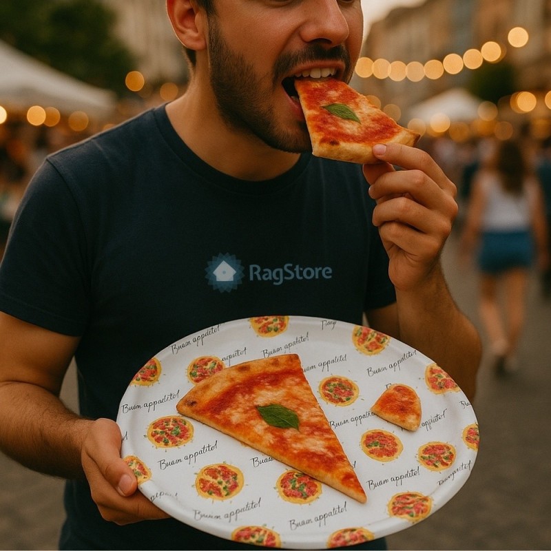 Piatto in carta monouso per pizza ideale per feste, sagre, street food ed eventi