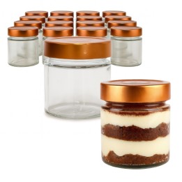Barattoli Dolci Monoporzione 212 ml – Set 24 Vasetti Vetro Ergo con Tappo Rame Deep Ø70