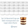 Barattoli Dolci Monoporzione in Vetro 212 ml, Tappo Rame Ø70 Deep – Confezione 24 Vasetti Ergo