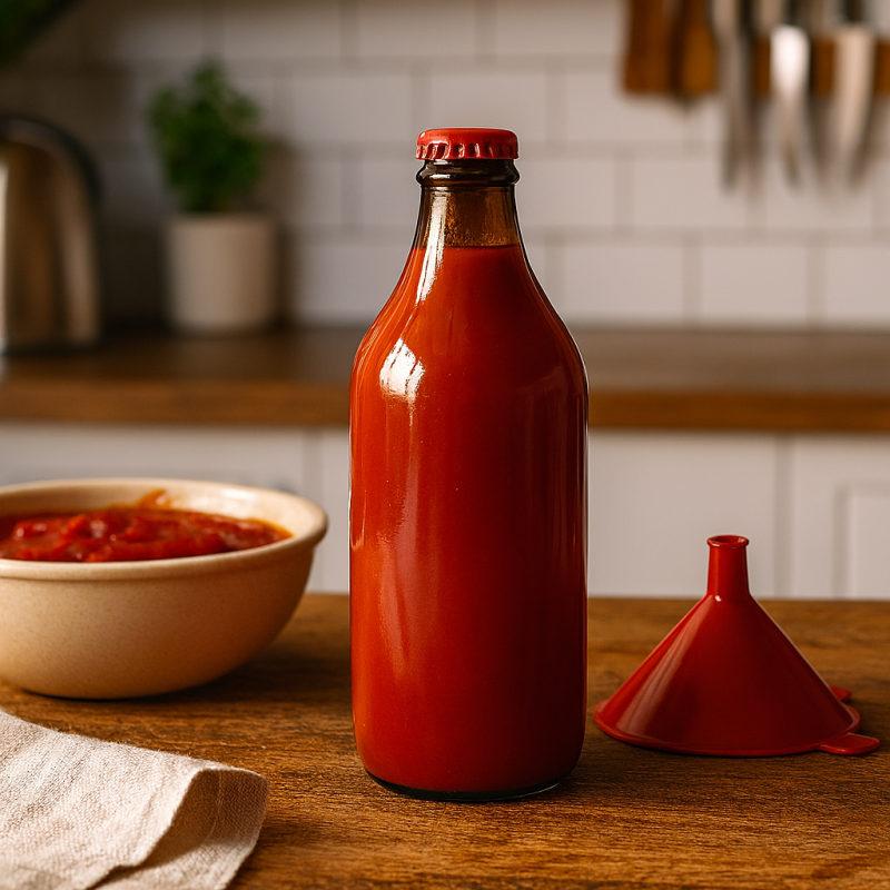 bottiglie per fare la salsa in casa complete di tappetti in metallo per la bollitura