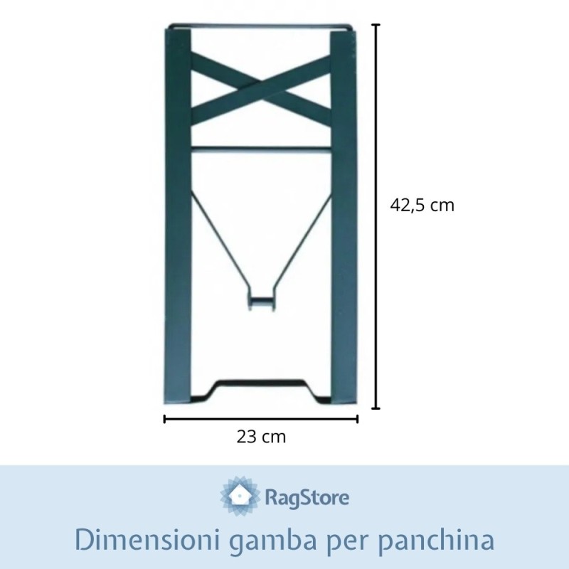 dimensioni gamba in metallo pieghevole per panchina da birreria in legno