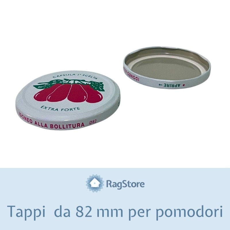 Tappi barattoli sughi e conserve Ø 82 – design pomodoro + garanzia prima scelta