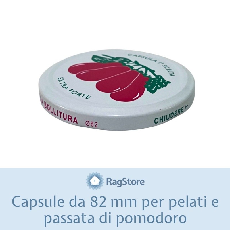 Capsule twist‑off Ø 82 mm per barattoli – litografia pomodoro extra forte