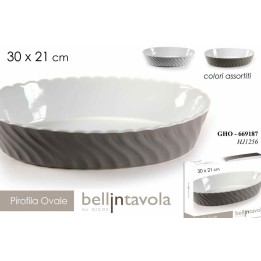 PIROFILA IN PORCELLANA OVALE CM 30x21 COLORATA