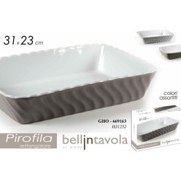 PIROFILA IN PORCELLANA RETTANGOLARE CM 31x23 COLORATA