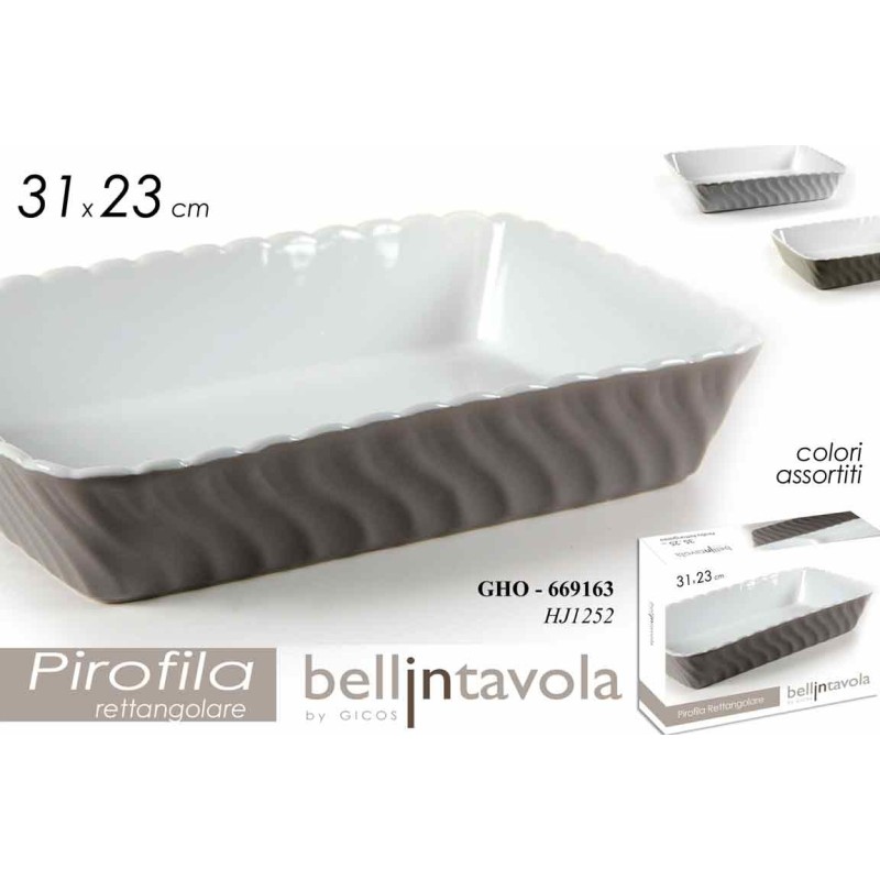 PIROFILA IN PORCELLANA RETTANGOLARE CM 31x23 COLORATA