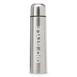 Vista frontale bottiglia termica in acciaio inox 1 litro finitura grigio satinato RagStore
