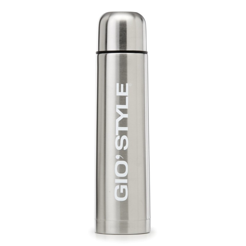 Vista frontale bottiglia termica in acciaio inox 1 litro finitura grigio satinato RagStore