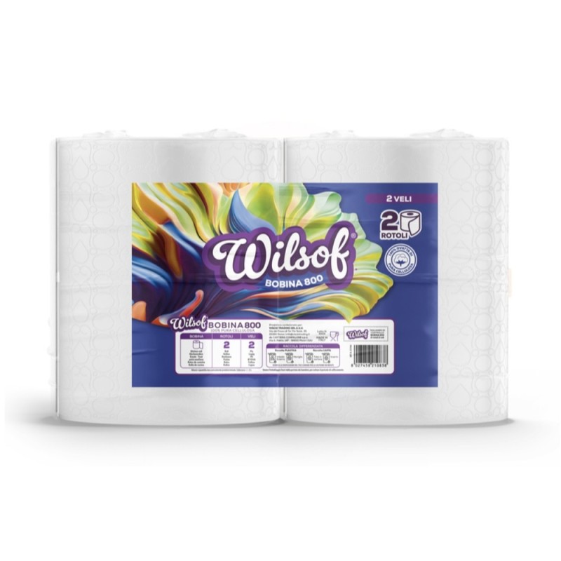 CARTA MANI ASCIUGATUTTO WILSOFT 800 STRAPPI 2 ROTOLI