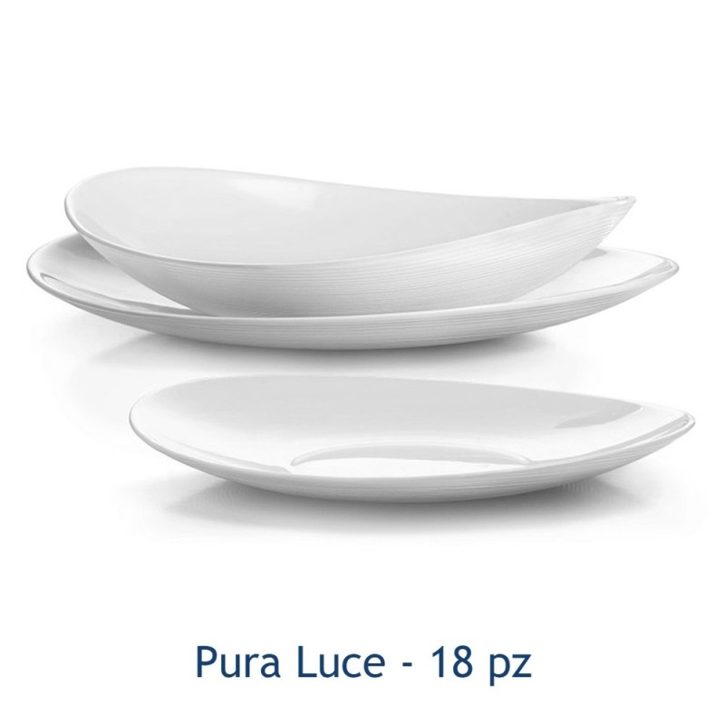SERVIZIO PIATTI DA TAVOLA IN ARCOPAL Pz 18 PURA LUCE - BIANCO