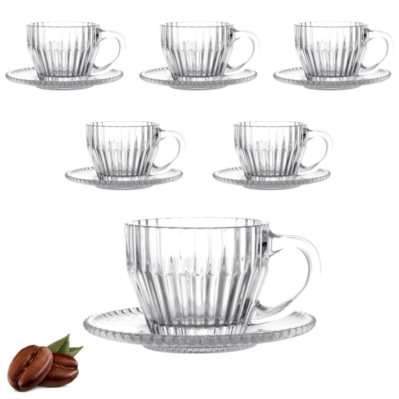set 6 tazzine in vetro con piattino modello Nova da 10 cl