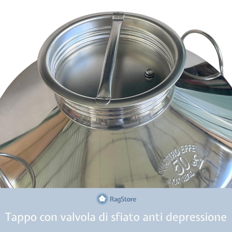 Tappo bidone olio con valvola di sfiato anti depressione inox
