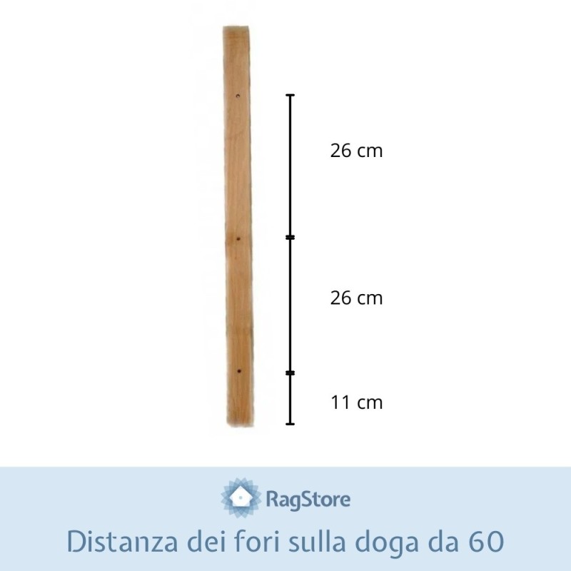 Distanza dei fori sulla doga in legno per il torchio da 60 cm