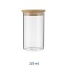 Barattolo in vetro borosilicato con tappo in legno 220 ml – vista frontale