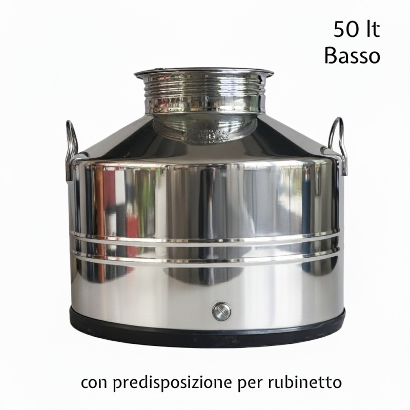 BIDONE OLIO INOX 4F LT 50 C/A BASSO SALDATO