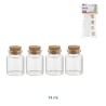Set di 4 mini flaconi in vetro da 14 ml con tappo in sughero dimensioni 3x4 cm