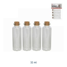 Set di 4 mini flaconi in vetro da 32 ml con tappo in sughero naturale