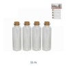 Set di 4 mini flaconi in vetro da 32 ml con tappo in sughero naturale
