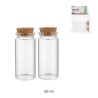 Mini flacone in vetro da 60 ml con tappo in sughero dimensioni 3,7x8h cm