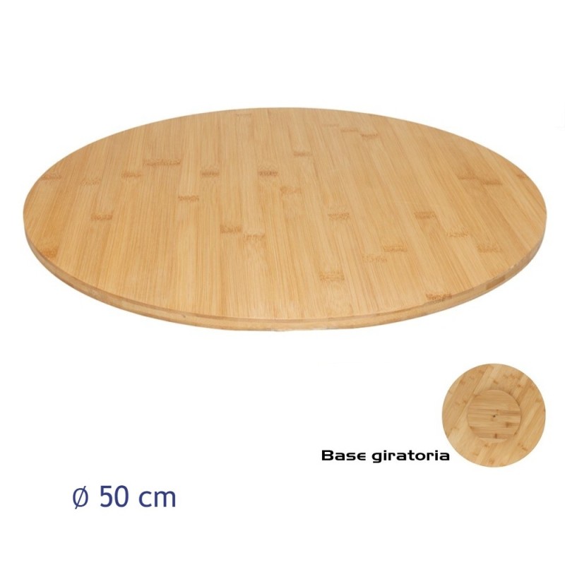 Piatto girevole in legno diametro 50 cm per affettati e formaggi
