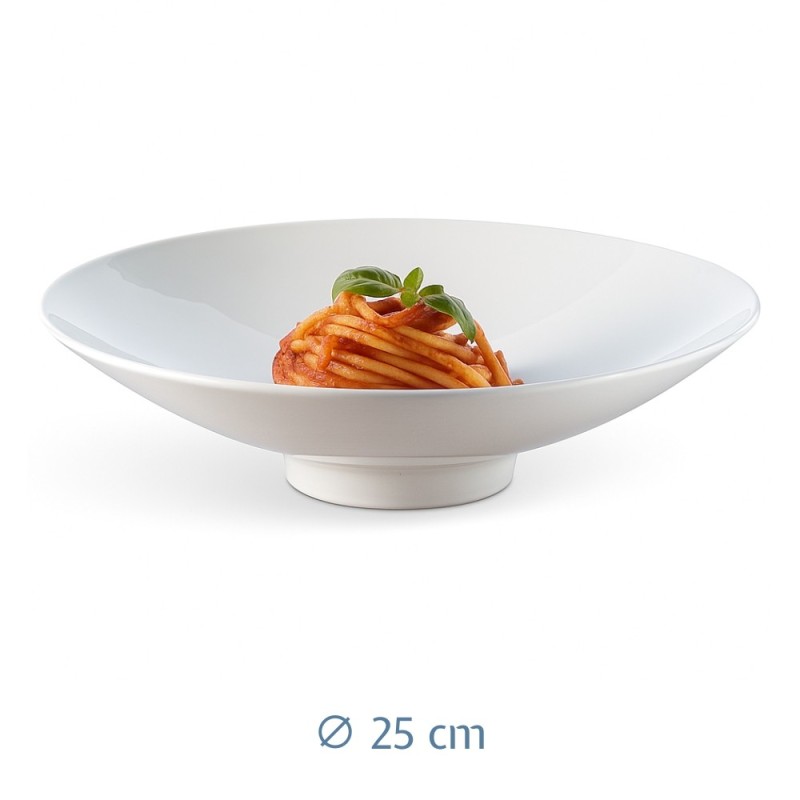 Piatto porcellana bianco fondo da 23 cm con piede