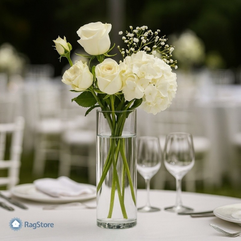Cilindro in vetro trasparente porta fiori per tavoli matrimoni