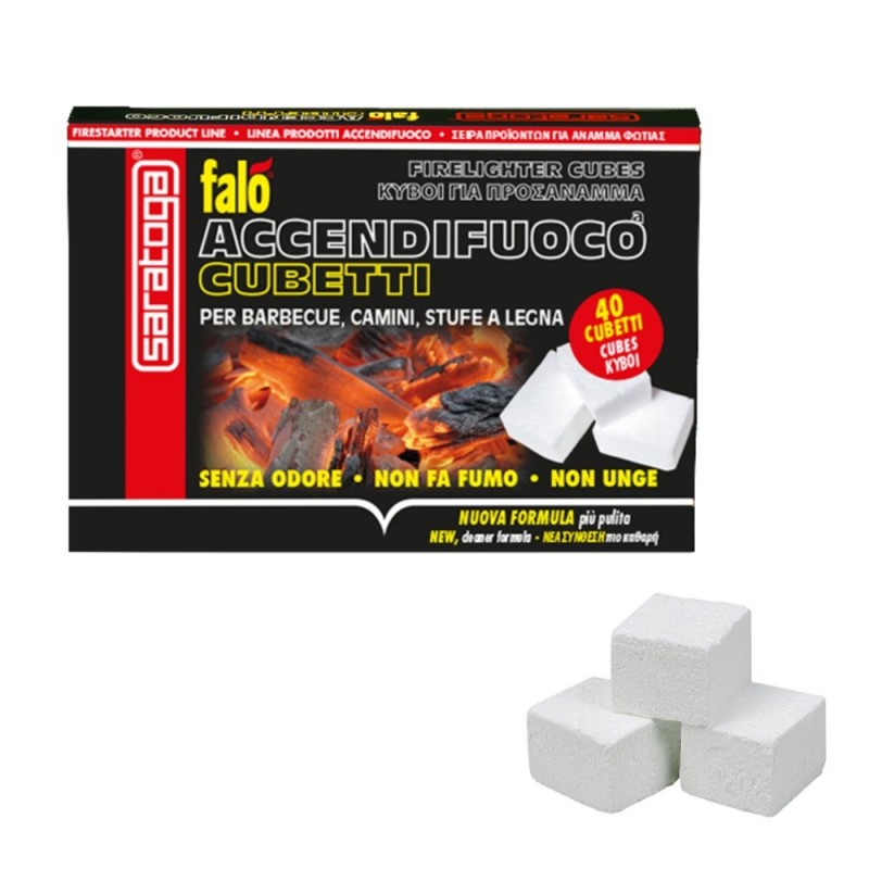 Accendifuoco Saratoga Falo’ 40 cubetti bianchi per camini e barbecue senza odore