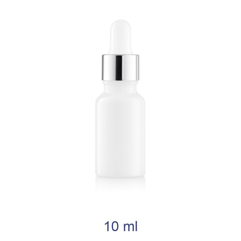 Bottiglia 10 ml Bianco Opale con Contagocce Argento | Rag Store