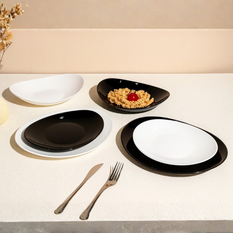 Servizio Piatti Arcopal 18 pz Bianco Nero (Luce Ombra) - Tavola | Ragstore
