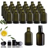 Kit 24 bottiglie Barrique 250 ml in vetro verde scuro con tappi antifrode neri per olio e liquori artigianali