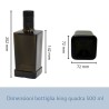 Dimensioni della bottiglia king quadra da 500 ml con tappo anti frode nero