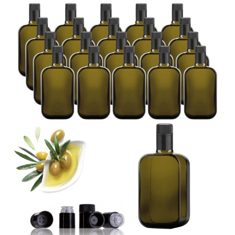 kit 20 bottiglie in vetro rettangolare per olio modello Moresca da 500 ml