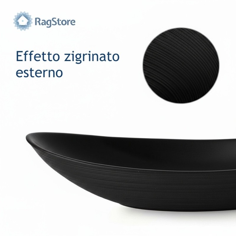 effetto zigrinato esterno dei piatti in vetro colore nero - Ombra lucente - RagStore