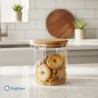Contenitore in vetro cilindrico porta biscotti con tappo legno con guarnizione 600 ml