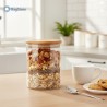 Barattolo porta cereali in vetro trasparente con tappo ermetico in legno