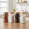 Contenitori in vetro cilindrico con tappo ermetico legno per sale, caffè, frutta, confetti