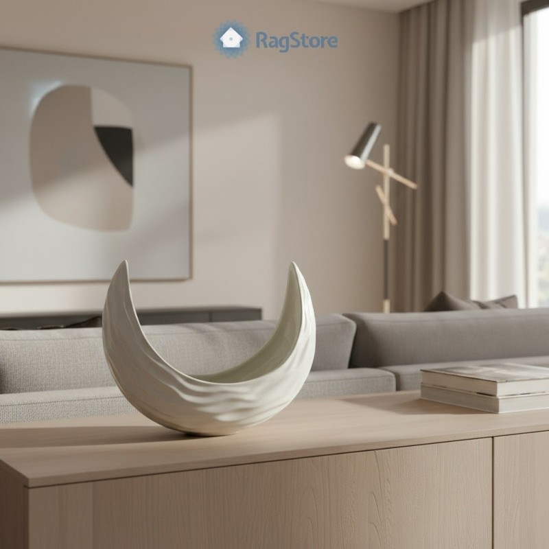 Vaso porta fiori e centro tavola decorativo per soggiorno moderno realizzato in porcellana bianca