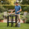 Fornello con bruciatore a gas da giardino con piano di appoggio laterale per cucina