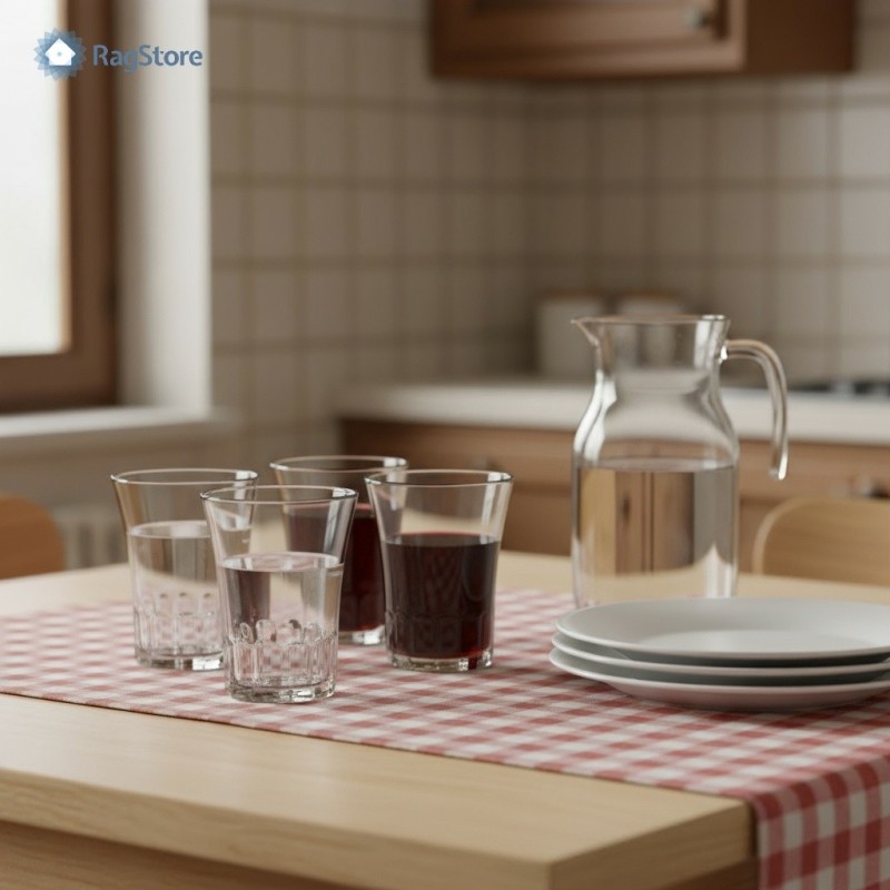 Bicchieri classici da vino realizzati in vetro trasparente - tavola anni 90