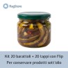 Kit di barattoli e tappi con flip per il sottovuoto di prodotti sott'olio