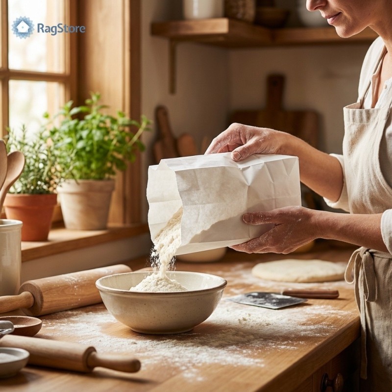 buste in carta kraft bianca per confezionare e vendere farina semola e altri alimenti - ragstore