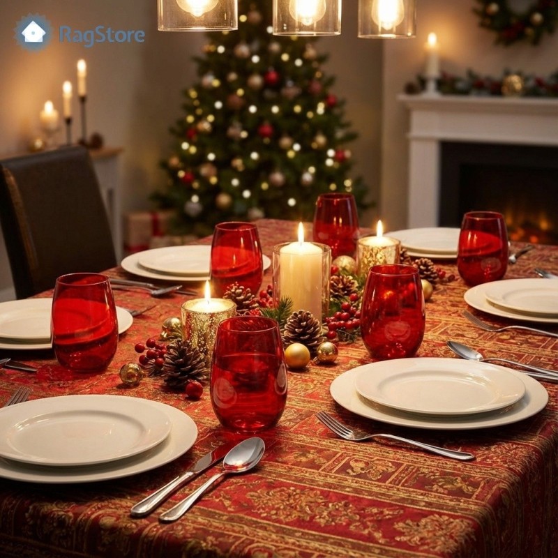 Bicchieri rossi per tavola di natale - set 6 bicchieri - acquista ora su RagStore