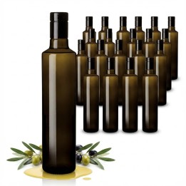 set 20 bottiglie dorica cilindrica 750 ml per olio evo con tappo anti frode nero