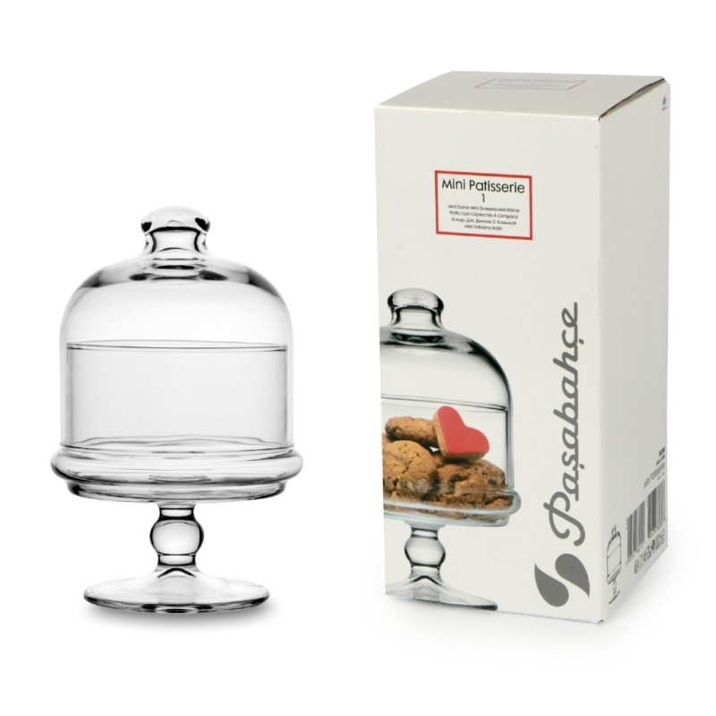 ALZATA IN VETRO PORTA DOLCI MOD. MINI PATISSERIE CM 12 CON COPERCHIO