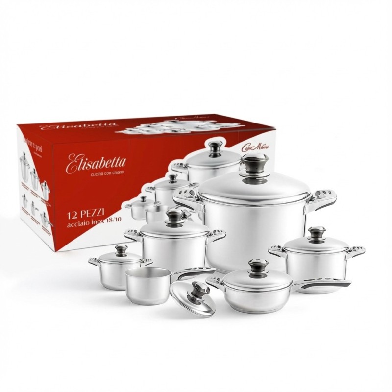 Batteria Pentole Acciaio Inox Elisabetta 12 Pezzi | Ragstore