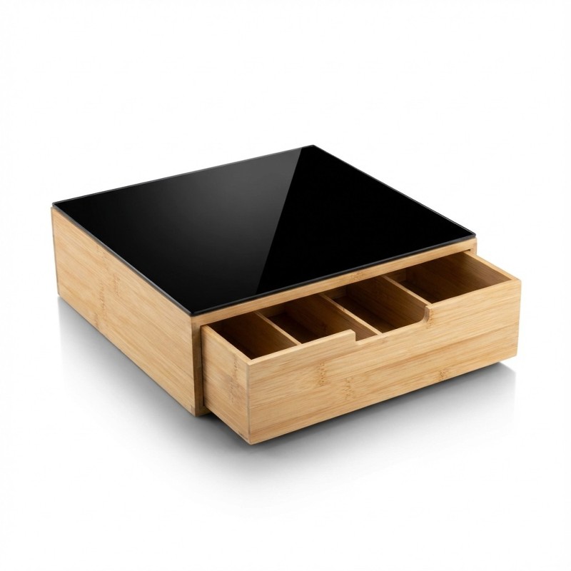 Porta Capsule Bamboo con Vetro Temperato 31,5x30x10 | Ragstore