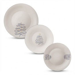 Set 18 pezzi piatti natale Blue Christmas