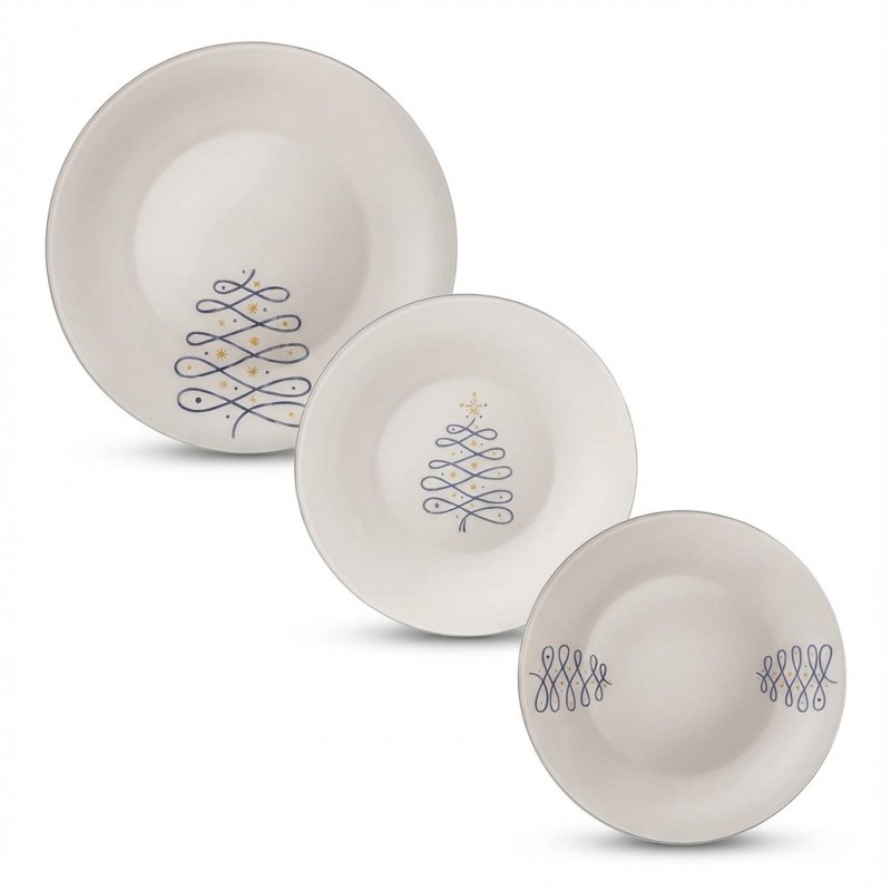 Set 18 pezzi piatti natale Blue Christmas